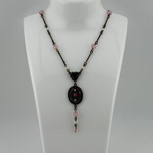 Vintage Style Pink & Purple Flower Necklace